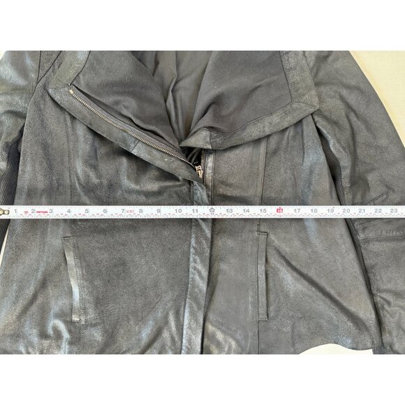 Elie Tahari Lamb Leather and Knit Jacket, Black, Shoulder Stitching, Size Large - Picture 9 of 16